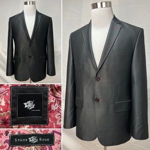 NWT $327 Stone Rose Black Rivet Collection Charcoal Gray Men’s 38R Blazer Jacket